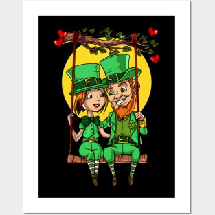 Irish Leprechaun Couple St Valentines Day Posters and Art